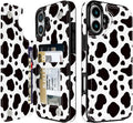 Black & White Cow Print Flip Wallet Case for iPhone 17–14 – Card Holder & Kickstand – product image 2