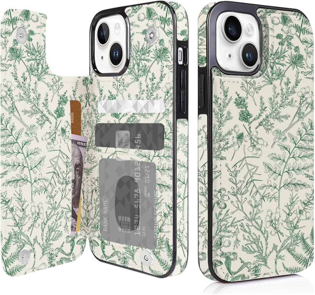 Floral Flip Wallet Case for iPhone 17–14 with Card Holder – Kickstand – product image 13