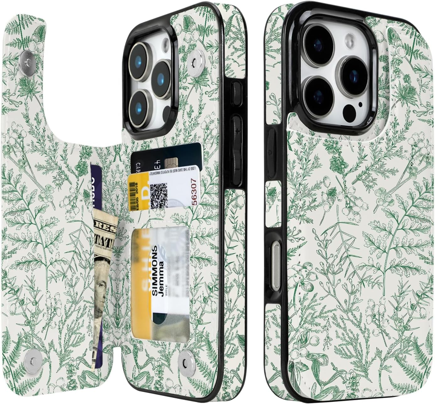 Floral Flip Wallet Case for iPhone 17–14 with Card Holder – Kickstand – product image 10