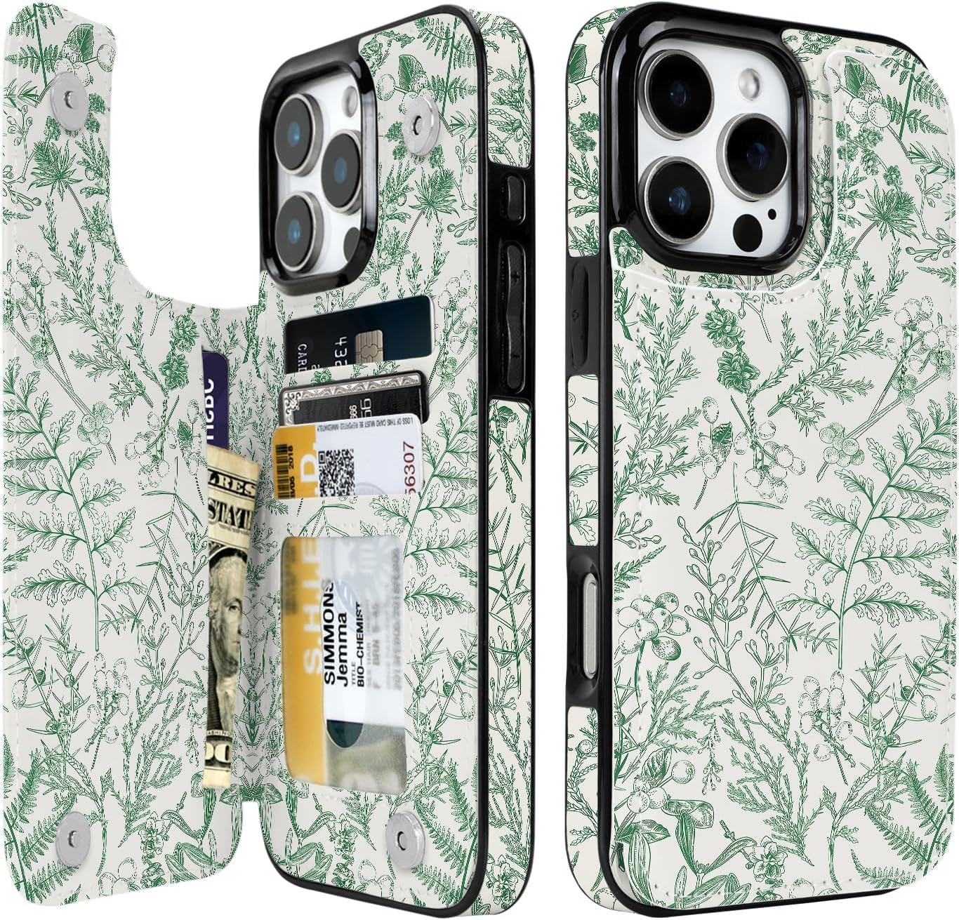 Floral Flip Wallet Case for iPhone 17–14 with Card Holder – Kickstand – product image 9