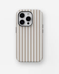 Beige White Vertical Stripe MagSafe iPhone Tough Case - i15 pro tough p1