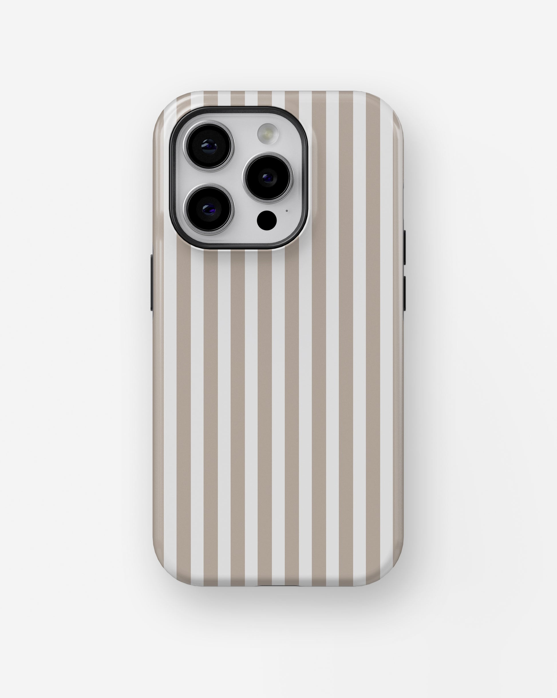 Beige White Vertical Stripe MagSafe iPhone Tough Case - i15 pro tough p1