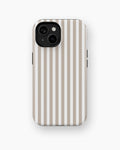 Beige White Vertical Stripe MagSafe iPhone Tough Case - i15 tough p1