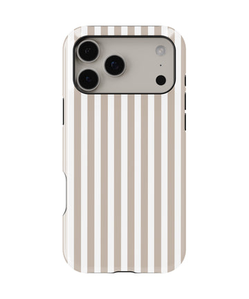 Beige White Vertical Stripe MagSafe iPhone Tough Case - i17PMT p1