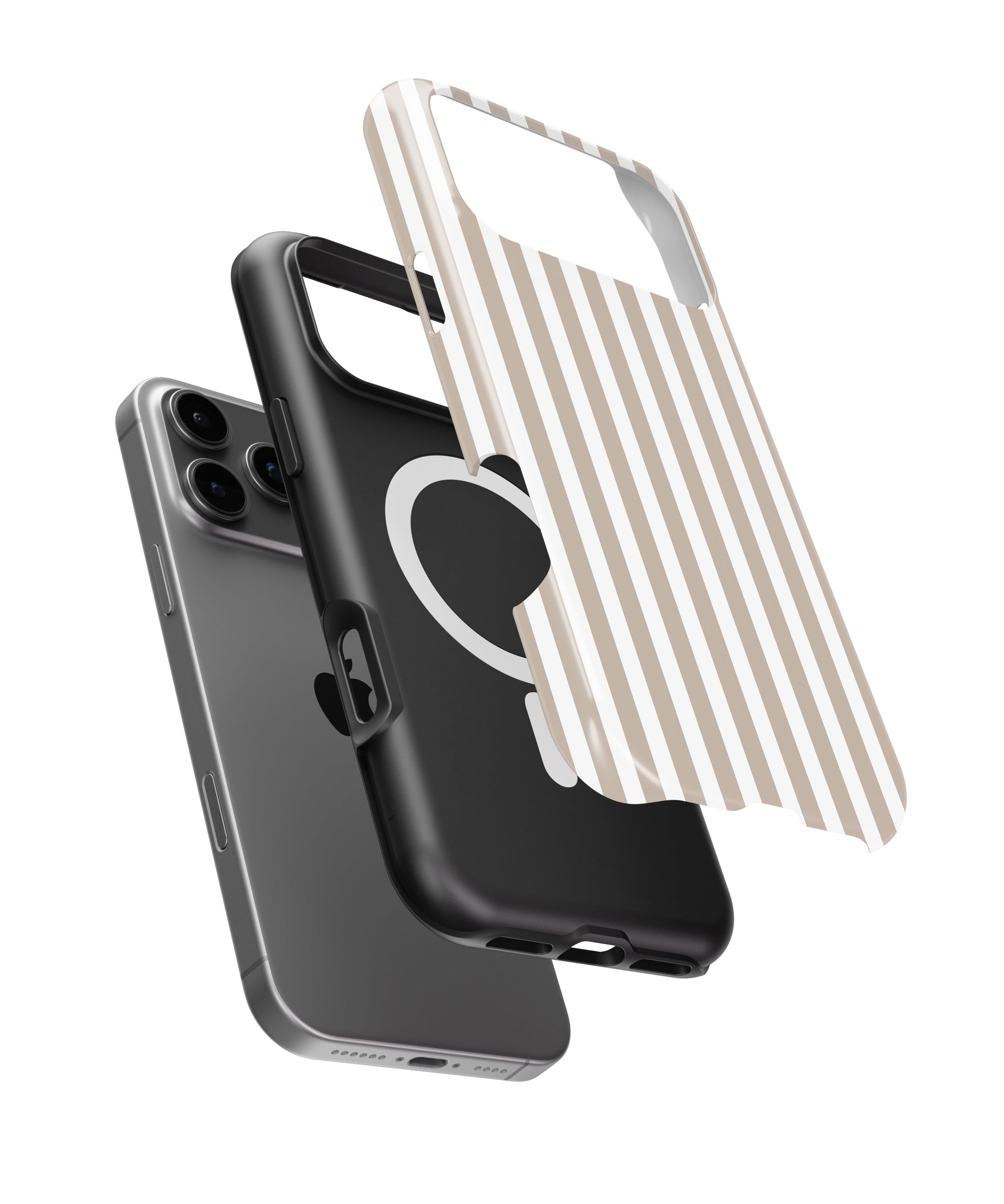 Beige White Vertical Stripe MagSafe iPhone Tough Case - i17PMT p11