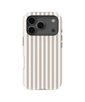 Beige White Vertical Stripe MagSafe iPhone Tough Case - i17PT p1