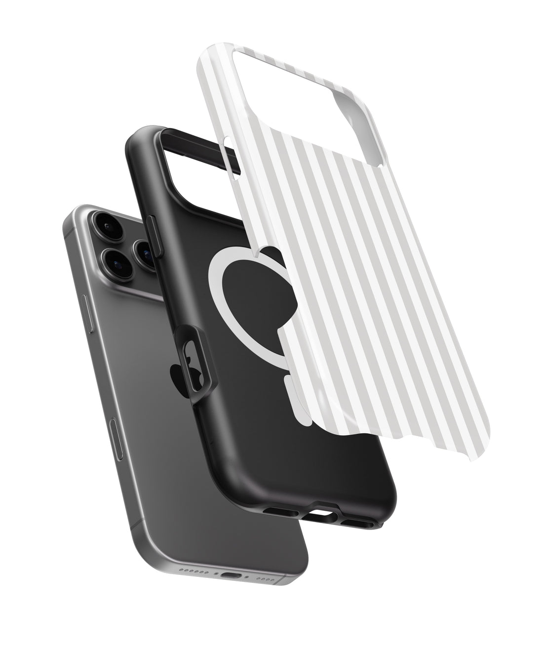 Light Gray White Vertical Stripe MagSafe iPhone Tough Case - i17PMT p1