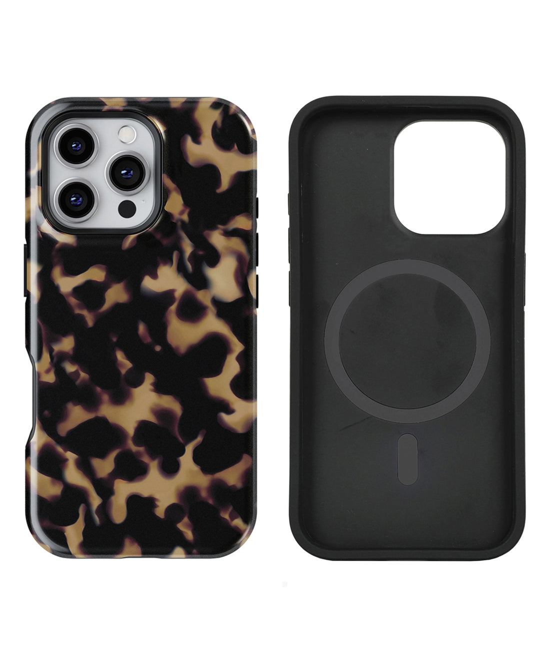 Dark Tortoise Shell Tough Case, Compatible with Magsafe, for iPhone 16, 15, 14, 13, 12, 11 Series