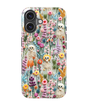 Skeletons in Bloom Halloween Tough Case, Compatible with Magsafe, for iPhone 16, 15, 14, 13, 12, 11 Series #6011