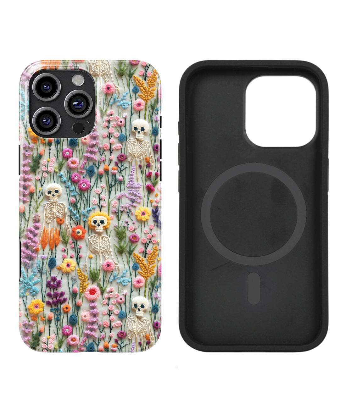 Skeletons in Bloom Halloween Tough Case, Compatible with Magsafe, for iPhone 16, 15, 14, 13, 12, 11 Series #6011