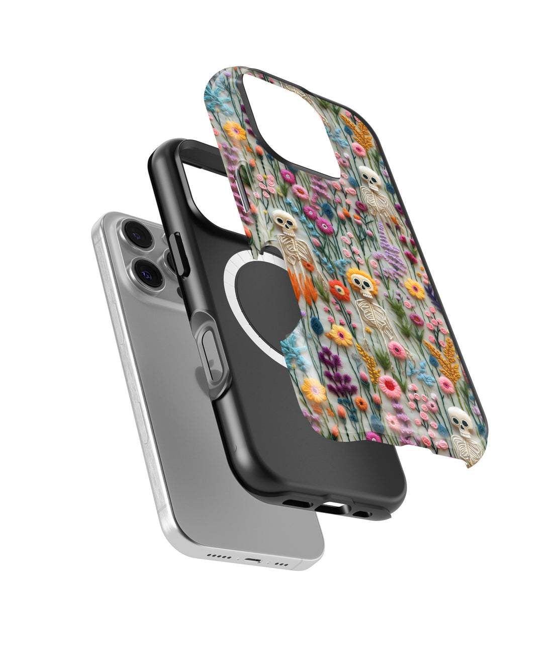 Skeletons In Bloom Halloween MagSafe iPhone Tough Case – Custom Name Option – product image 1