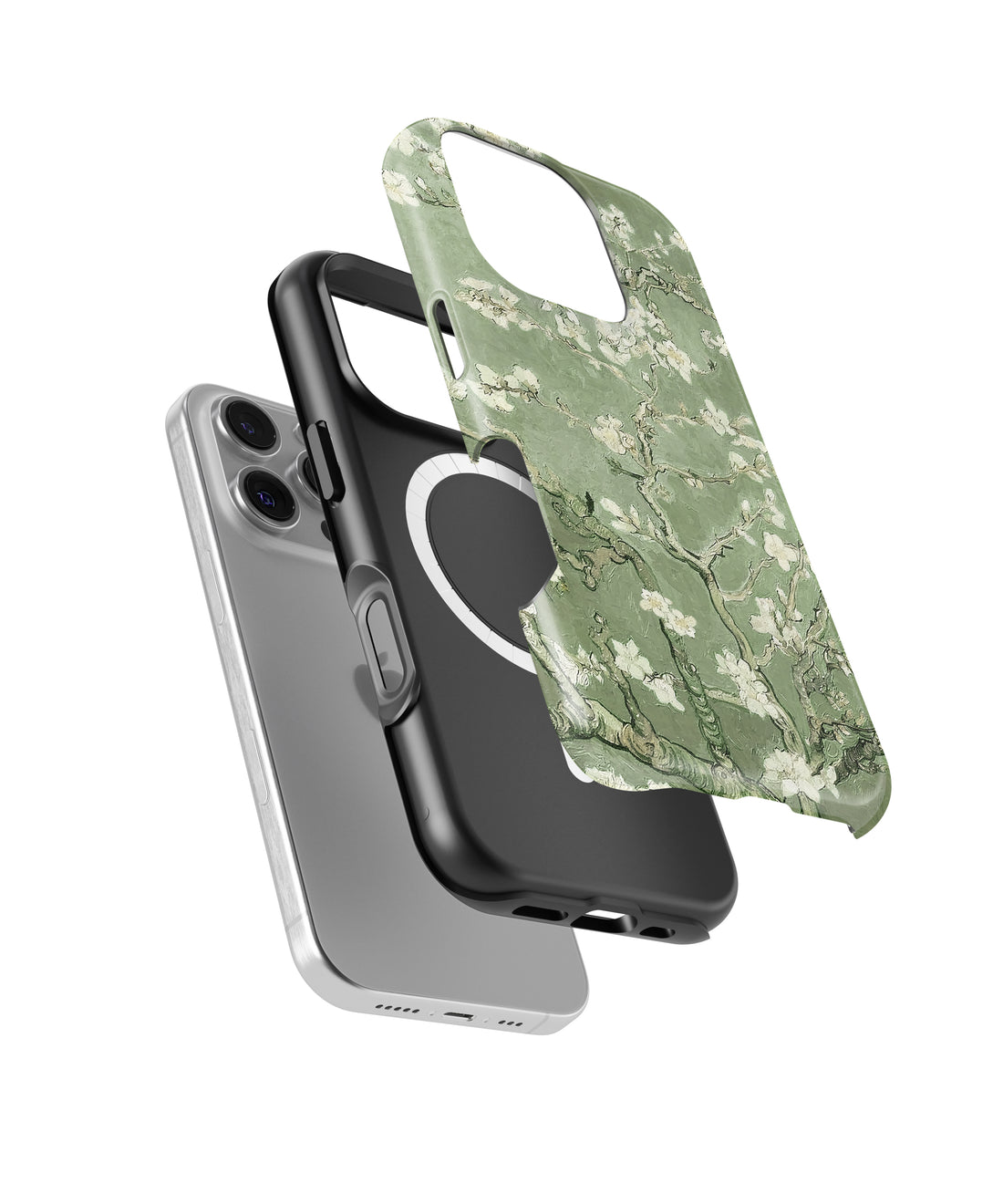 Vincent Van Gogh Almond Blossom Sage Green MagSafe iPhone Tough Case – Custom Name Option – product image 1