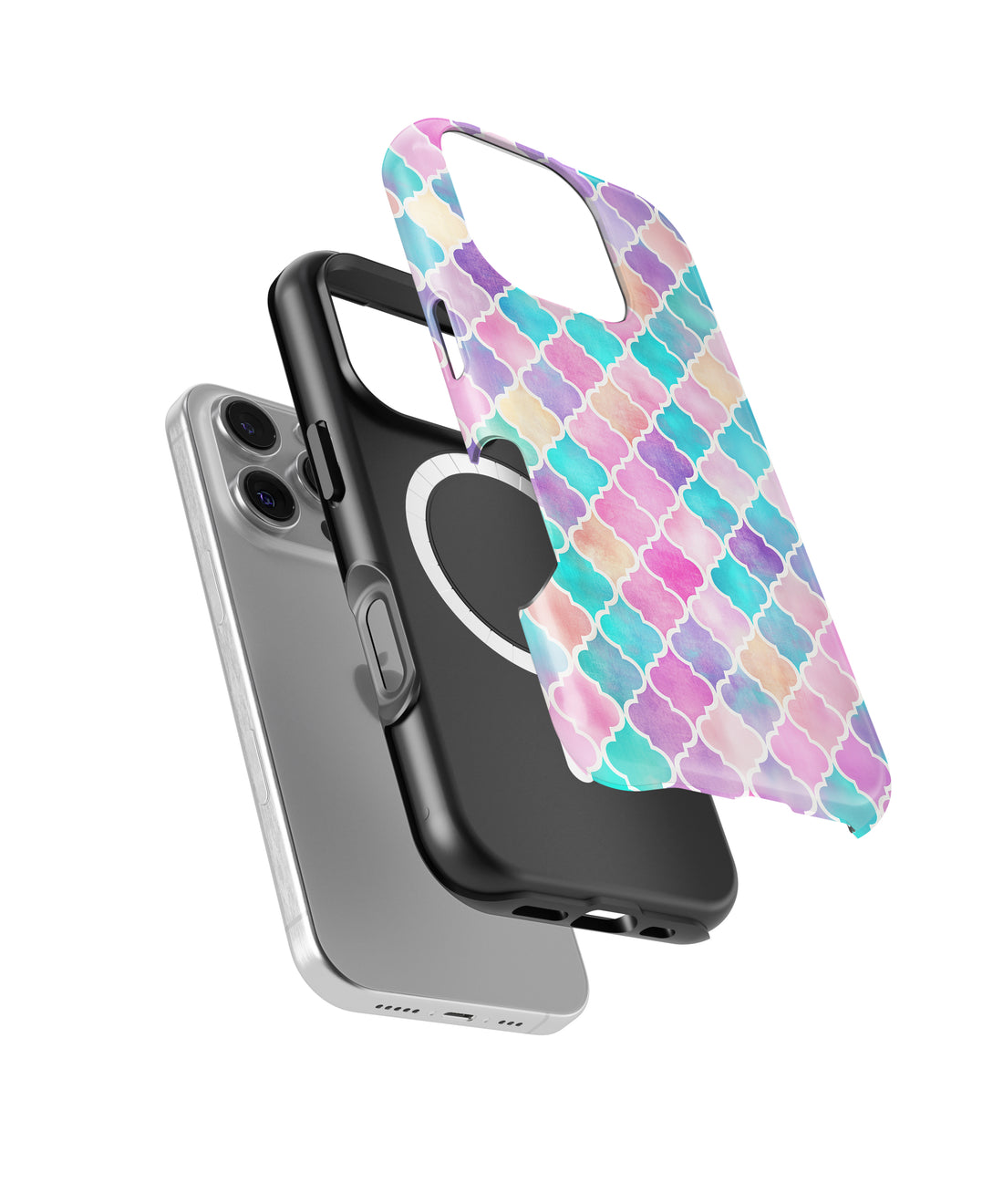 Rainbow Moroccan Pattern MagSafe iPhone Tough Case – Custom Name Option – product image 1