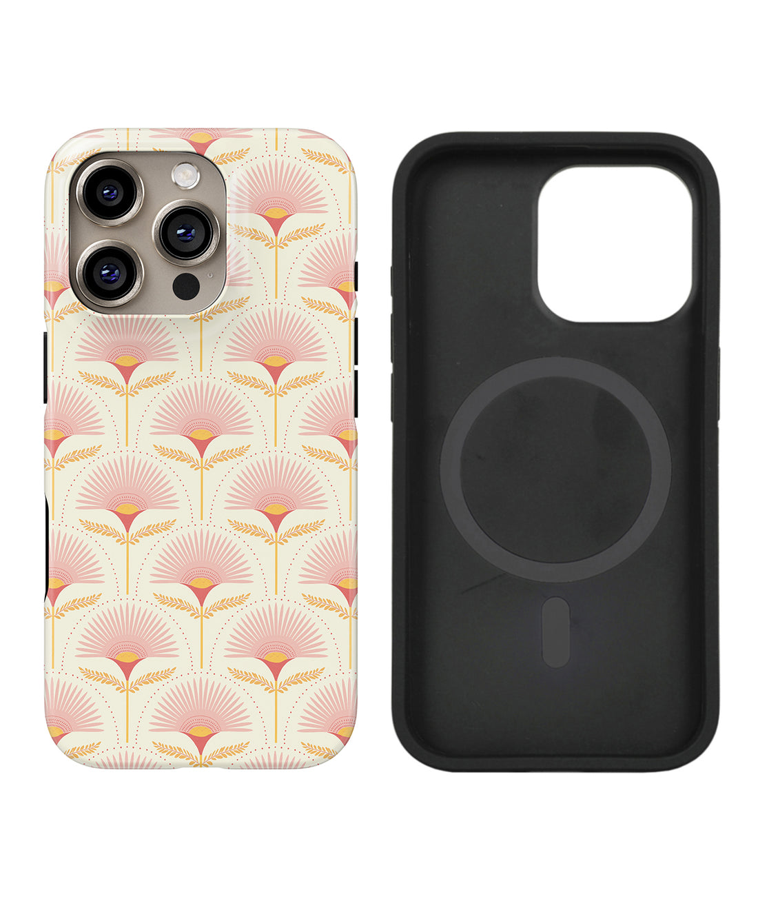 Natural Pink Palm Floral Tough Case, Compatible with Magsafe, for iPhone 16, 15, 14, 13, 12, 11 Series #644