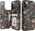 Midnight Meadow Double-Buckle Flip Wallet Case for iPhone 17–12 – 3–4 Card Holder & Kickstand - iPhone 12 Pro/12