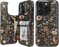 Midnight Meadow Double-Buckle Flip Wallet Case for iPhone 17–12 – 3–4 Card Holder & Kickstand - iPhone 13 Pro