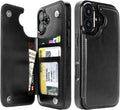Classic Black RFID Double-Buckle Flip Wallet Case for iPhone 17–12 – 3–4 Card Holder & Kickstand - iPhone 17