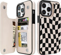 Dune Mirage Checkered RFID Flip Wallet Case for iPhone 17–12 – Card Holder & Kickstand – product image 9