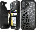 Black Leopard RFID Flip Wallet Case for iPhone 17–12 – Card Holder & Kickstand – product view 1
