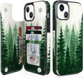 Forest Mist Double-Buckle Flip Wallet Case for iPhone 17–12 – 3–4 Card Holder & Kickstand - iPhone 15 Plus / iPhone 14 Plus
