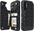 Black Leopard Flip Wallet Case for iPhone 17–14 – Card Holder & Kickstand – product image 2
