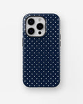 Navy White Polka Dot MagSafe iPhone Tough Case - i15 pro tough p1