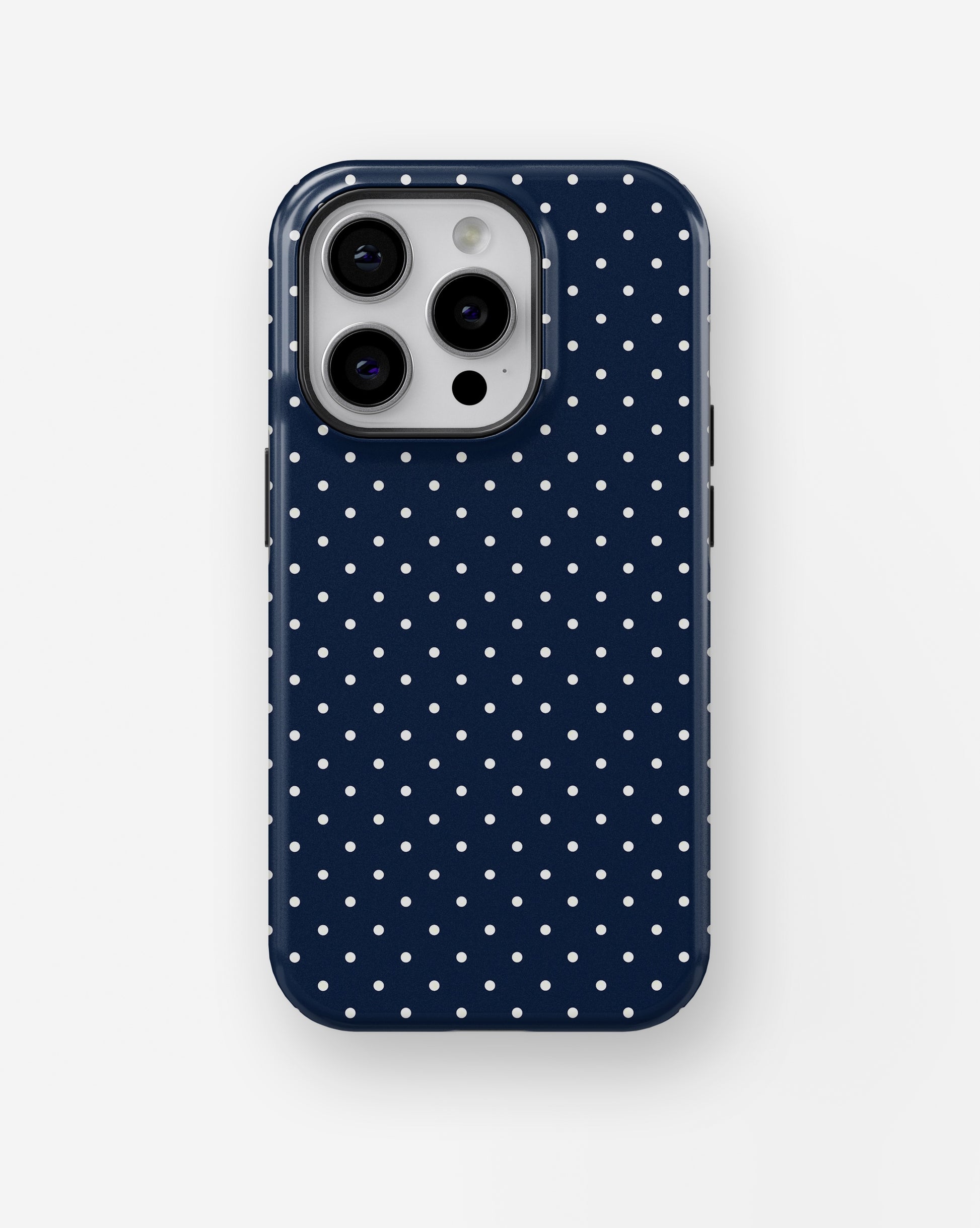 Navy White Polka Dot MagSafe iPhone Tough Case - i15 pro tough p1