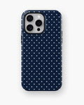 Navy White Polka Dot MagSafe iPhone Tough Case - i15 pro max tough p1