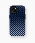 Navy White Polka Dot MagSafe iPhone Tough Case - i15 tough p1