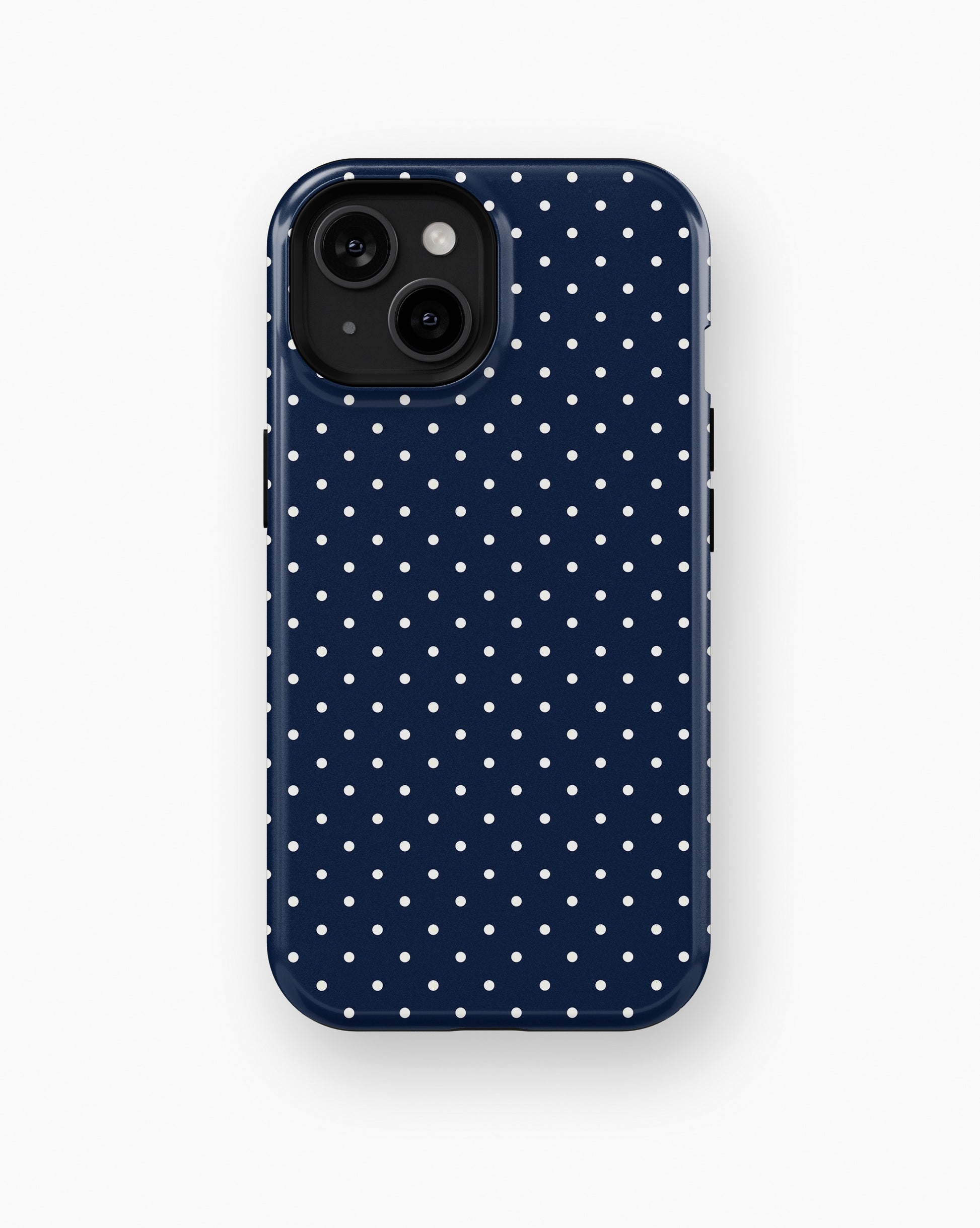 Navy White Polka Dot MagSafe iPhone Tough Case - i15 tough p1