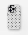 Black White Polka Dot MagSafe iPhone Tough Case - i15 pro tough p1
