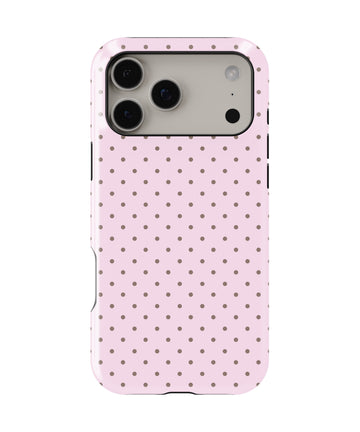 Blush Pink Taupe Polka Dot MagSafe iPhone Tough Case - i17PMT p1