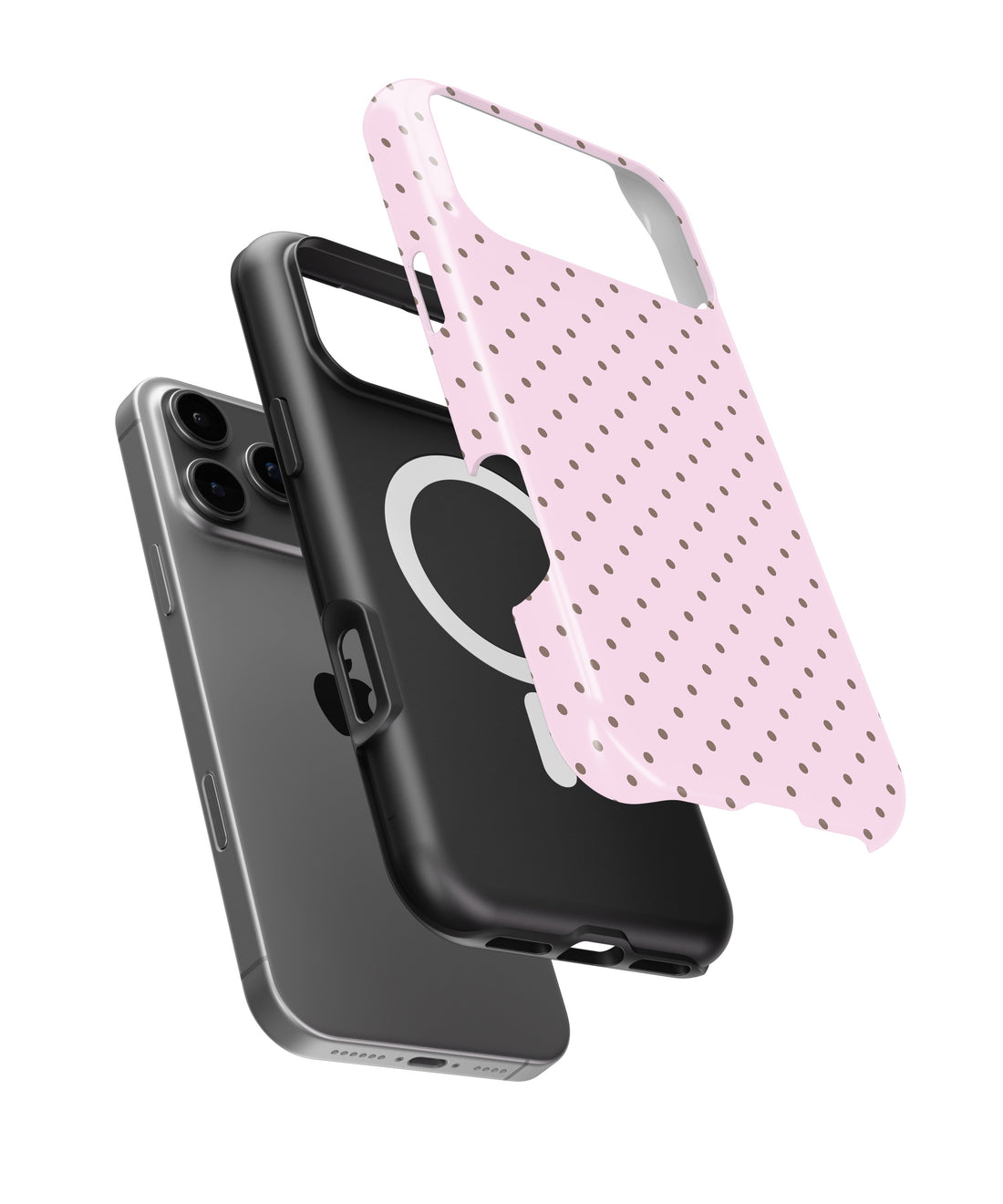 Blush Pink Taupe Polka Dot MagSafe iPhone Tough Case - i17PMT p1