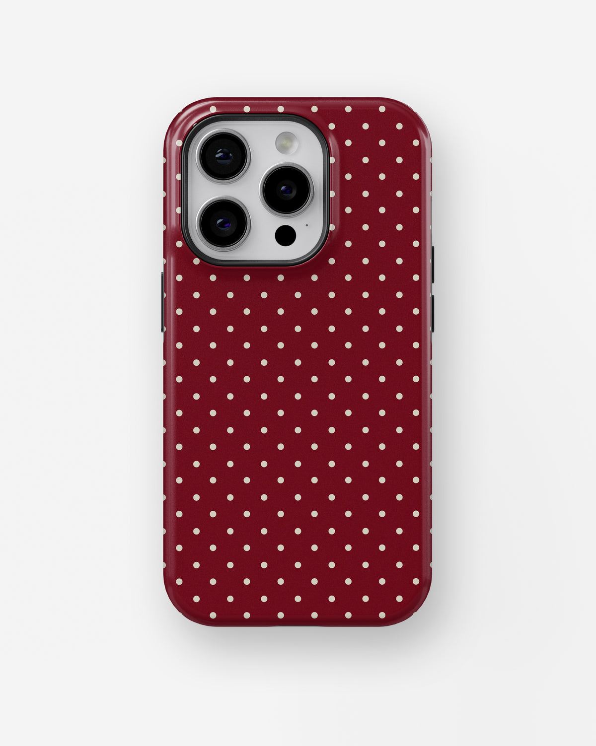 Burgundy Cream Polka Dot MagSafe iPhone Tough Case - i15 pro tough p1