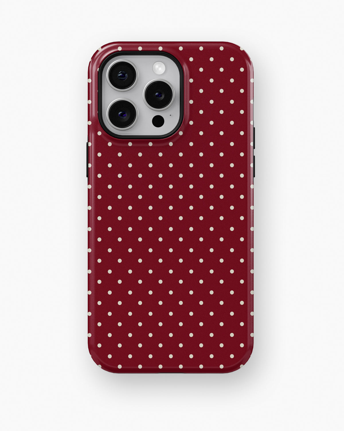 Burgundy Cream Polka Dot MagSafe iPhone Tough Case - i15 pro max tough p1