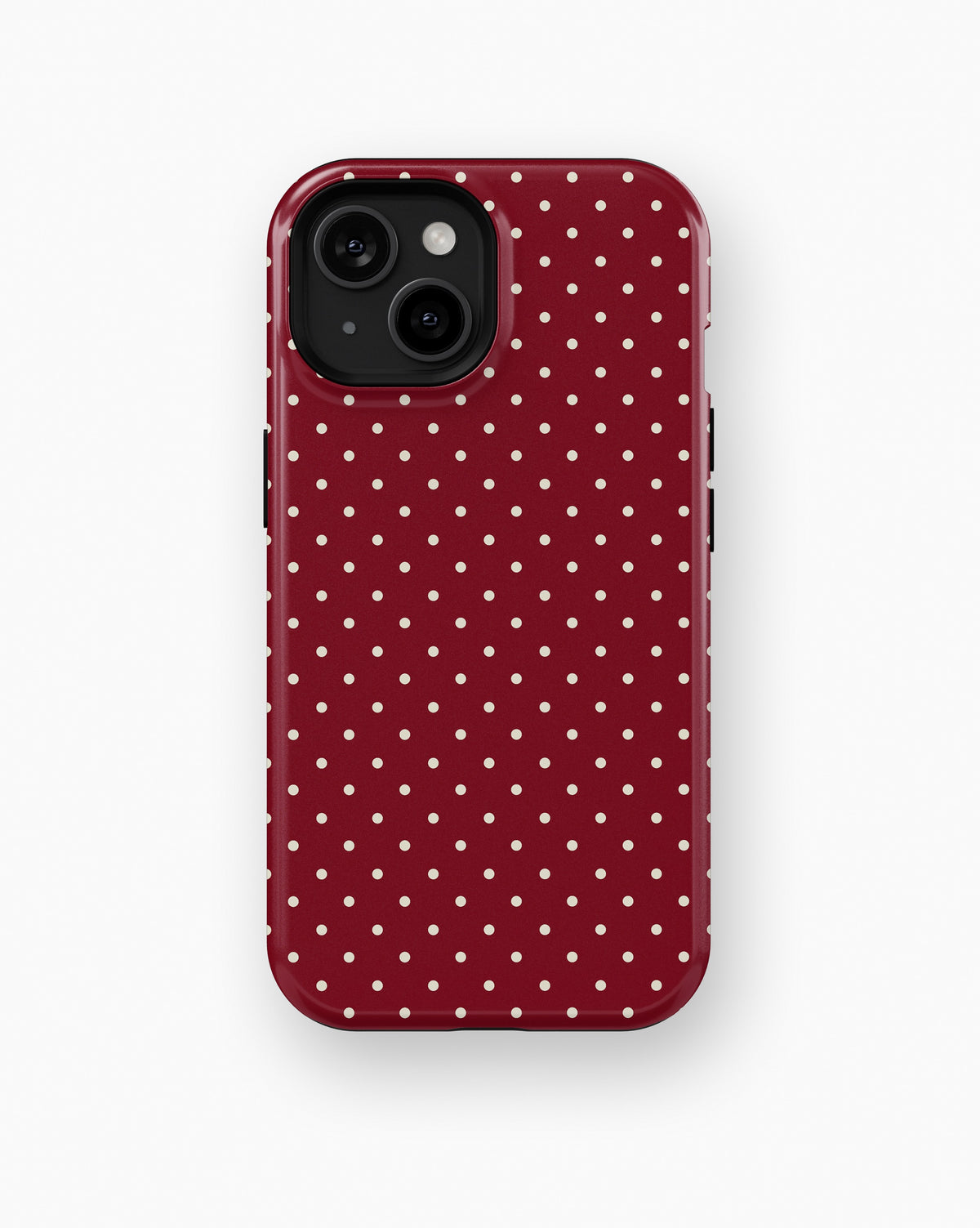 Burgundy Cream Polka Dot MagSafe iPhone Tough Case - i15 tough p1