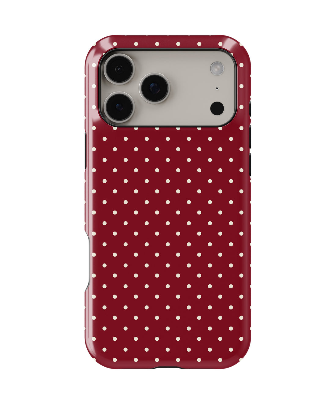 Burgundy Cream Polka Dot MagSafe iPhone Tough Case - i17PMT p1