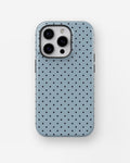 Powder Blue Black Polka Dot MagSafe iPhone Tough Case - i15 pro tough p1