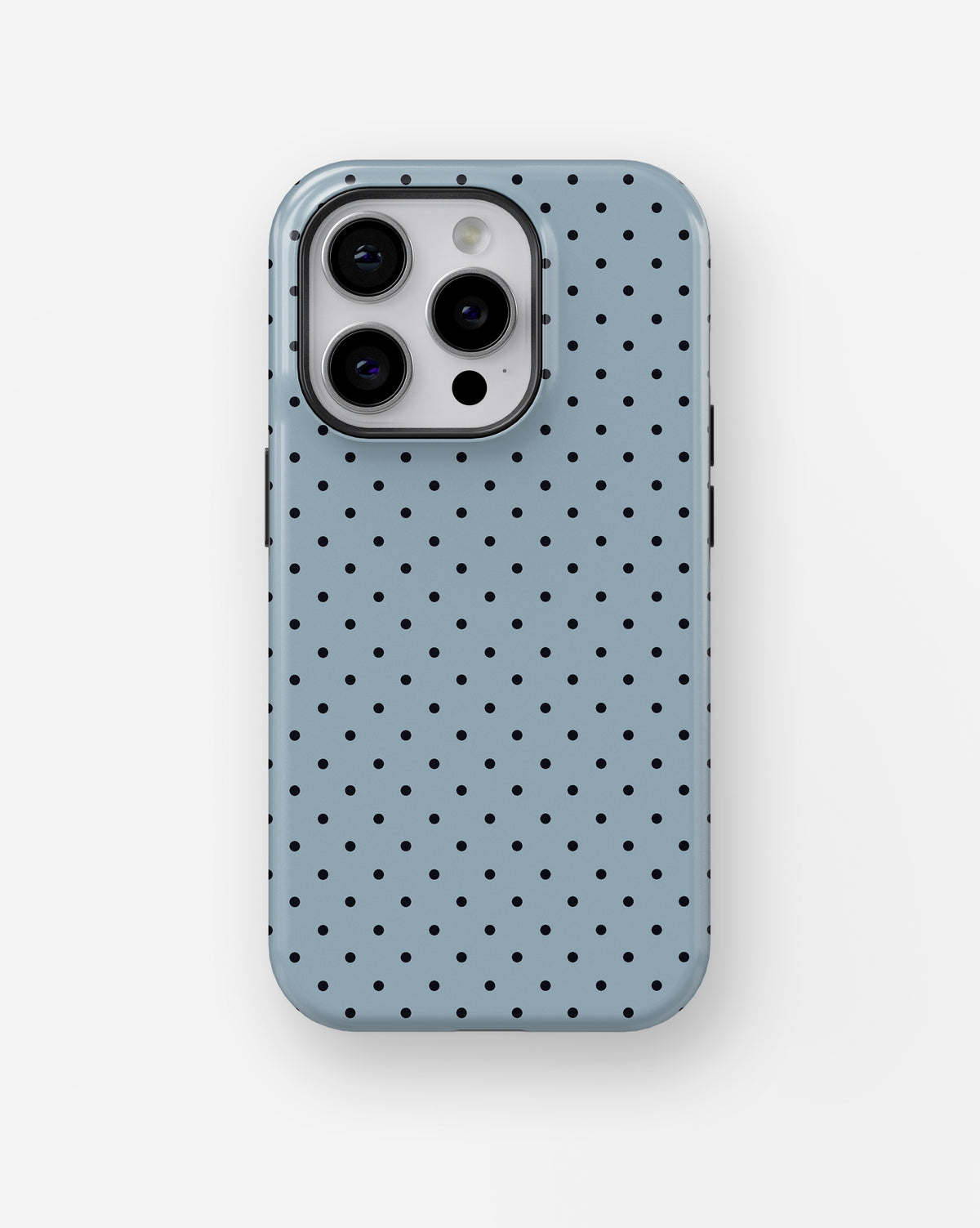 Powder Blue Black Polka Dot MagSafe iPhone Tough Case - i15 pro tough p1