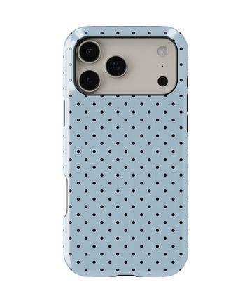 Powder Blue Black Polka Dot MagSafe iPhone Tough Case - i17PMT p1