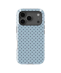 Powder Blue Black Polka Dot MagSafe iPhone Tough Case - i17PT p1
