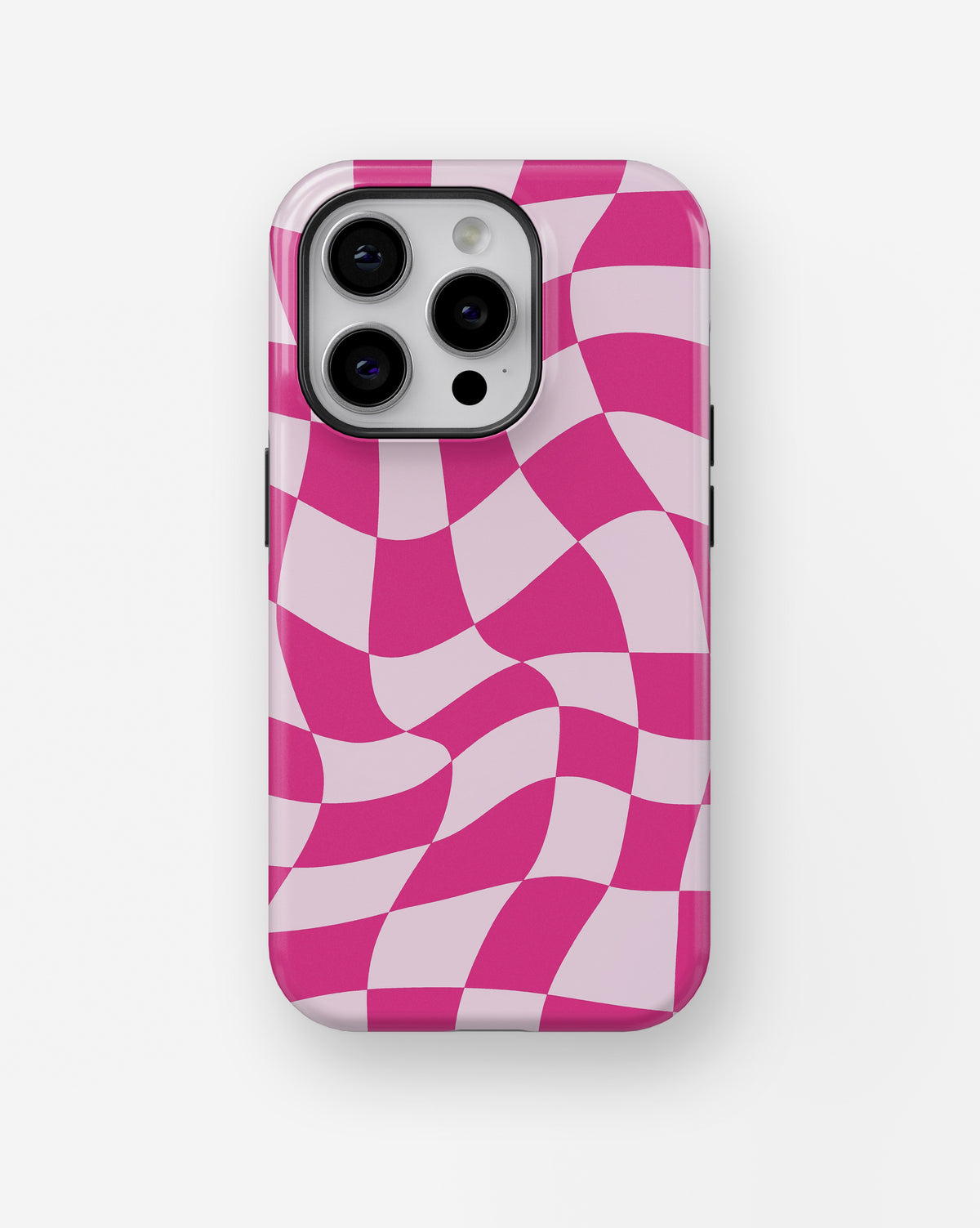 Hot Pink Wavy Checkered MagSafe iPhone Tough Case - i15 pro tough p1