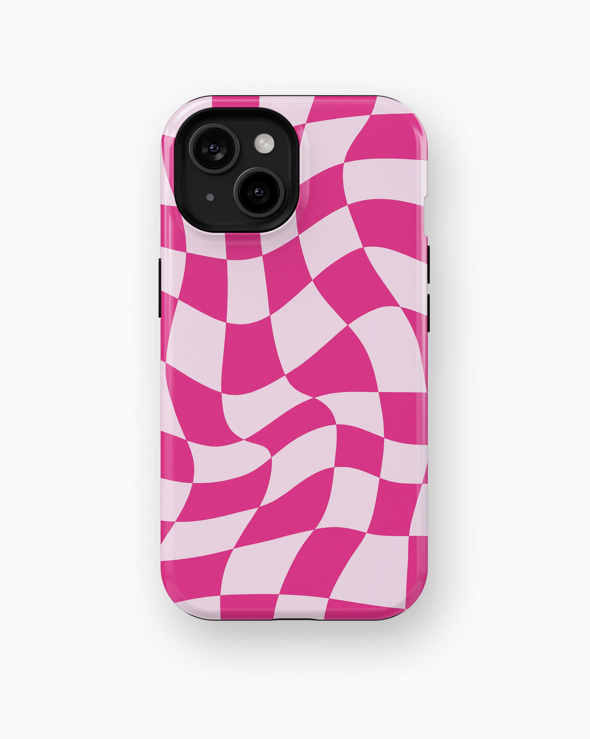 Hot Pink Wavy Checkered MagSafe iPhone Tough Case - i15 tough p1