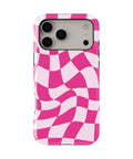 Hot Pink Wavy Checkered MagSafe iPhone Tough Case - i17PMT p1
