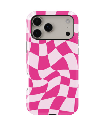 Hot Pink Wavy Checkered MagSafe iPhone Tough Case - i17PMT p1