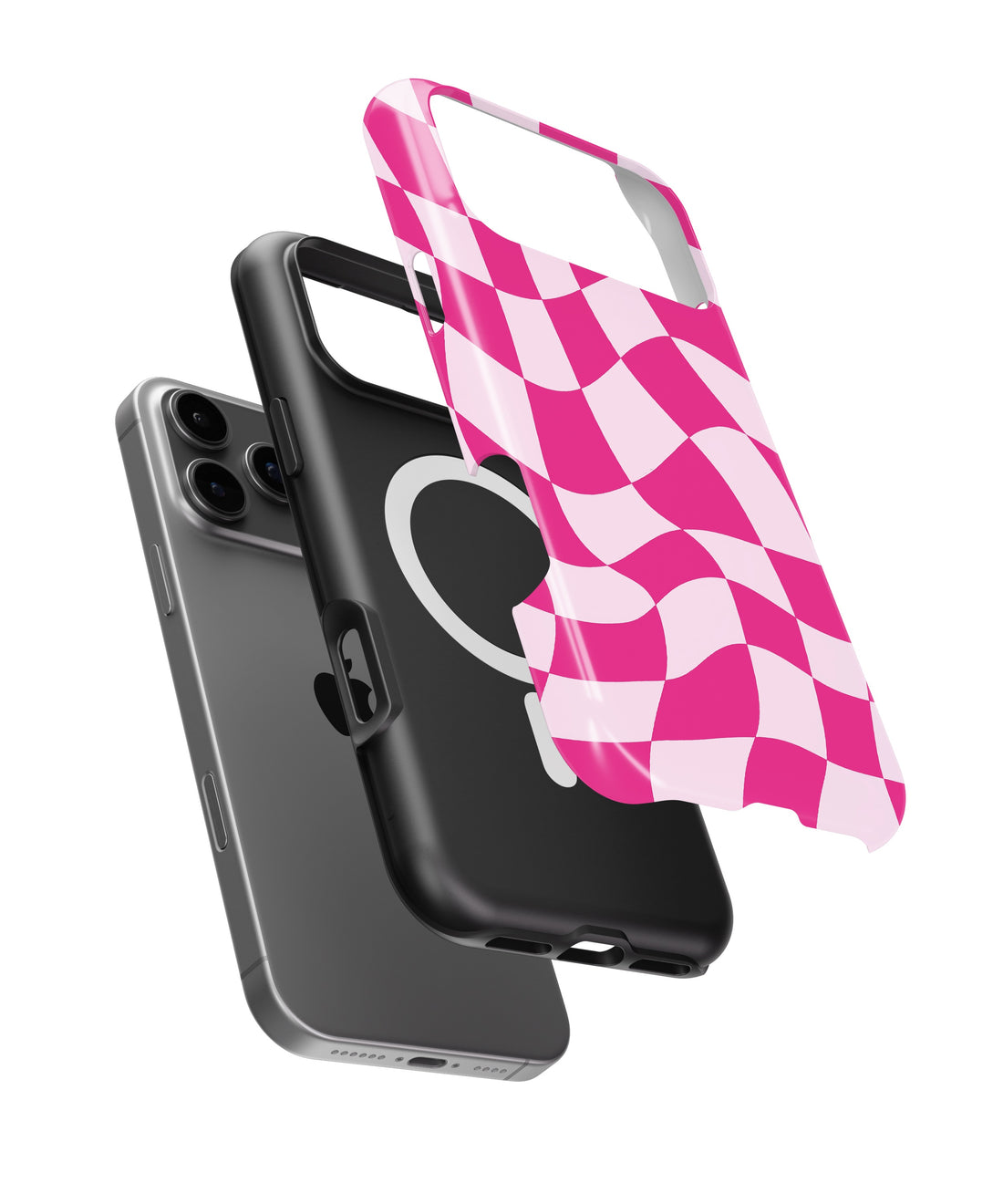Hot Pink Wavy Checkered MagSafe iPhone Tough Case - i17PMT p1