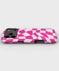 Hot Pink Wavy Checkered MagSafe iPhone Tough Case - i17PMT p3