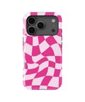 Hot Pink Wavy Checkered MagSafe iPhone Tough Case - i17PT p1