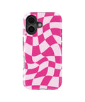 Hot Pink Wavy Checkered MagSafe iPhone Tough Case - i17T p1