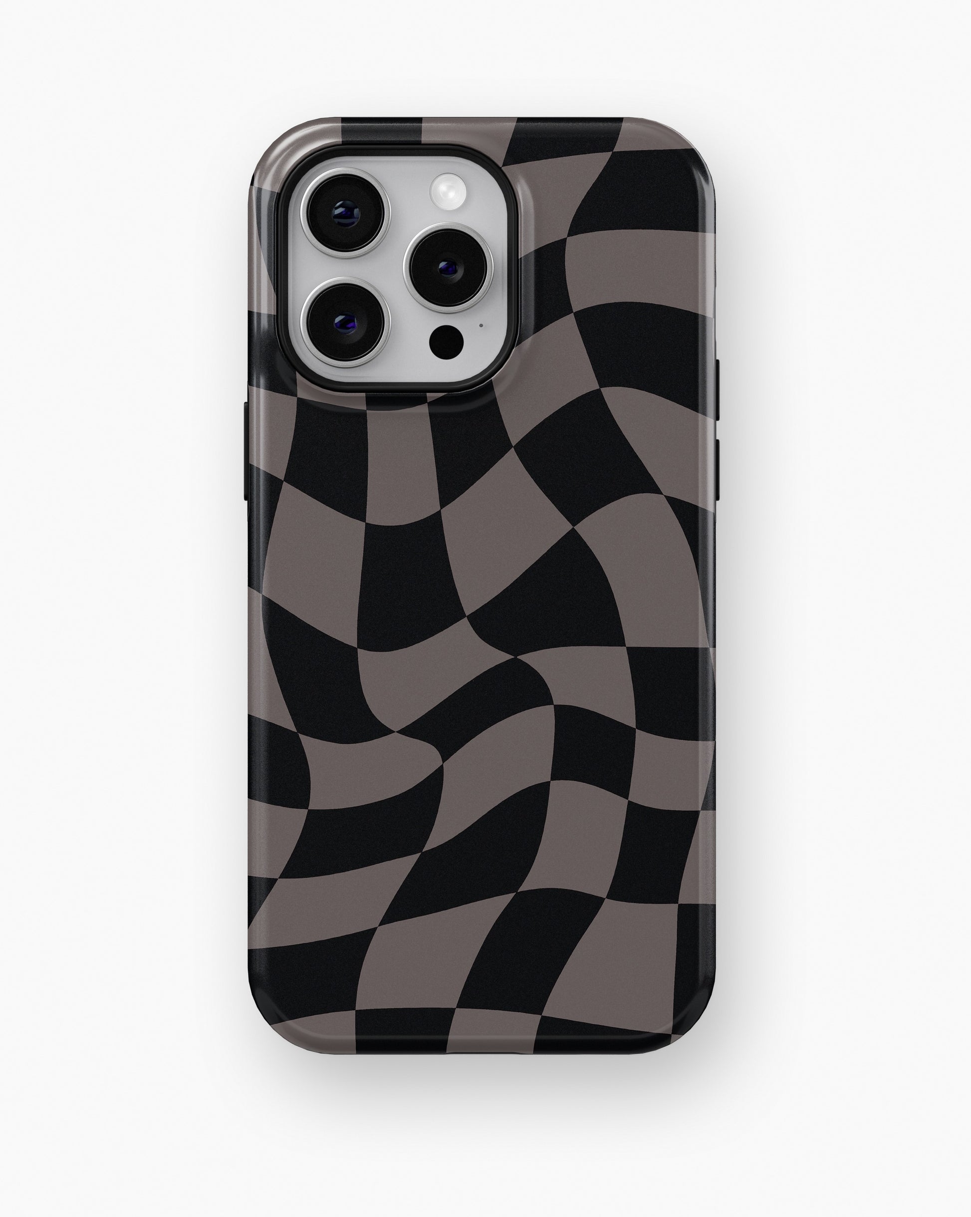 Black Taupe Wavy Checkered MagSafe iPhone Tough Case - i15 pro max tough p1